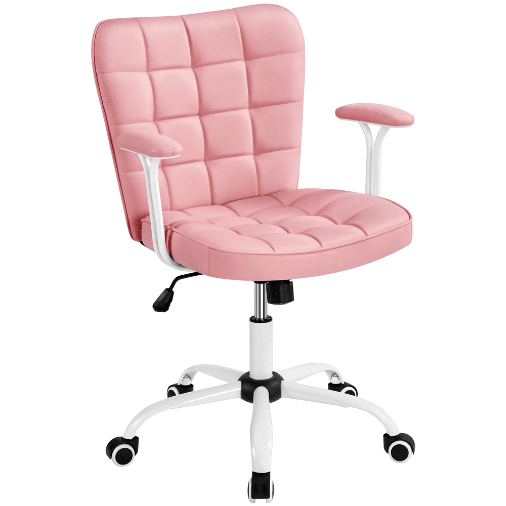 Alden Design Modern Mid-Back Faux Leather Office Chair Upholstered for Home Office, Black