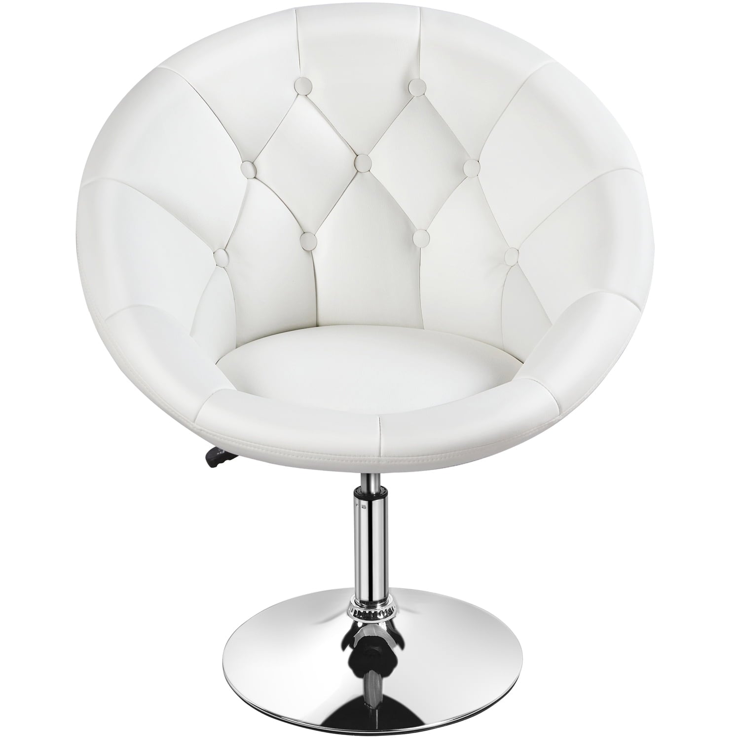Alden Design Height Adjustable Barrel Chair with Tufted Back, White