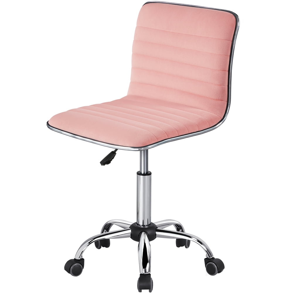 Alden Design Modern Velvet Armless Desk Chair with Mid Back for Home Office, Apricot Pink