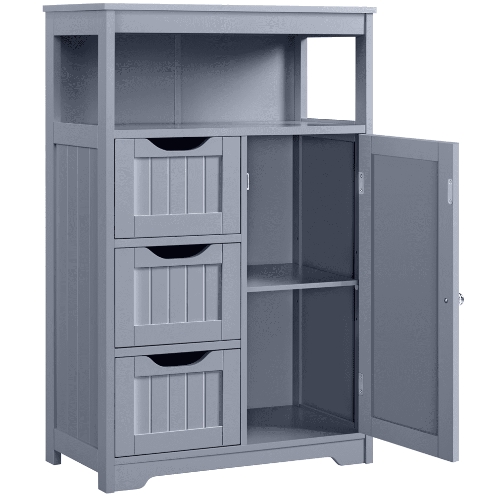 Alden Design Wooden Floor Storage Cabinet for Bathroom, 22"L*12"W *34"H, Gray