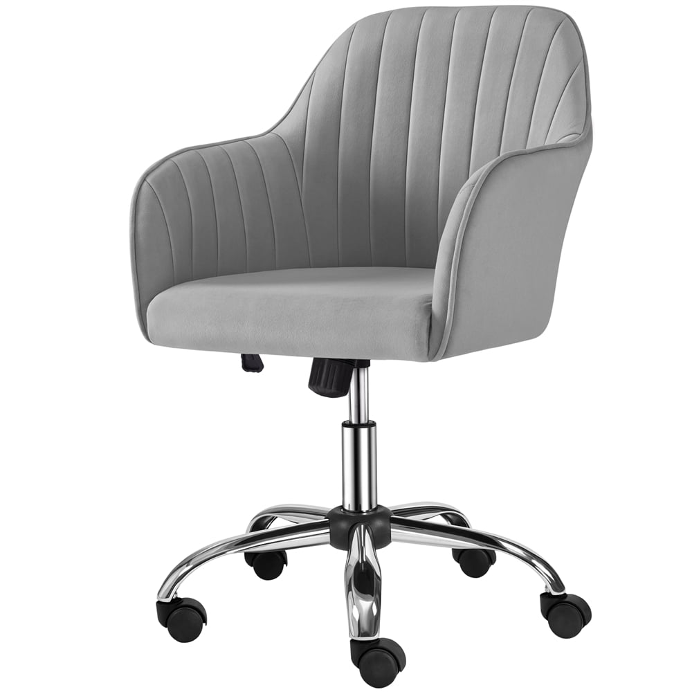 Alden Designs Velvet Mid-Back Task Chair with Armrests, Light Gray