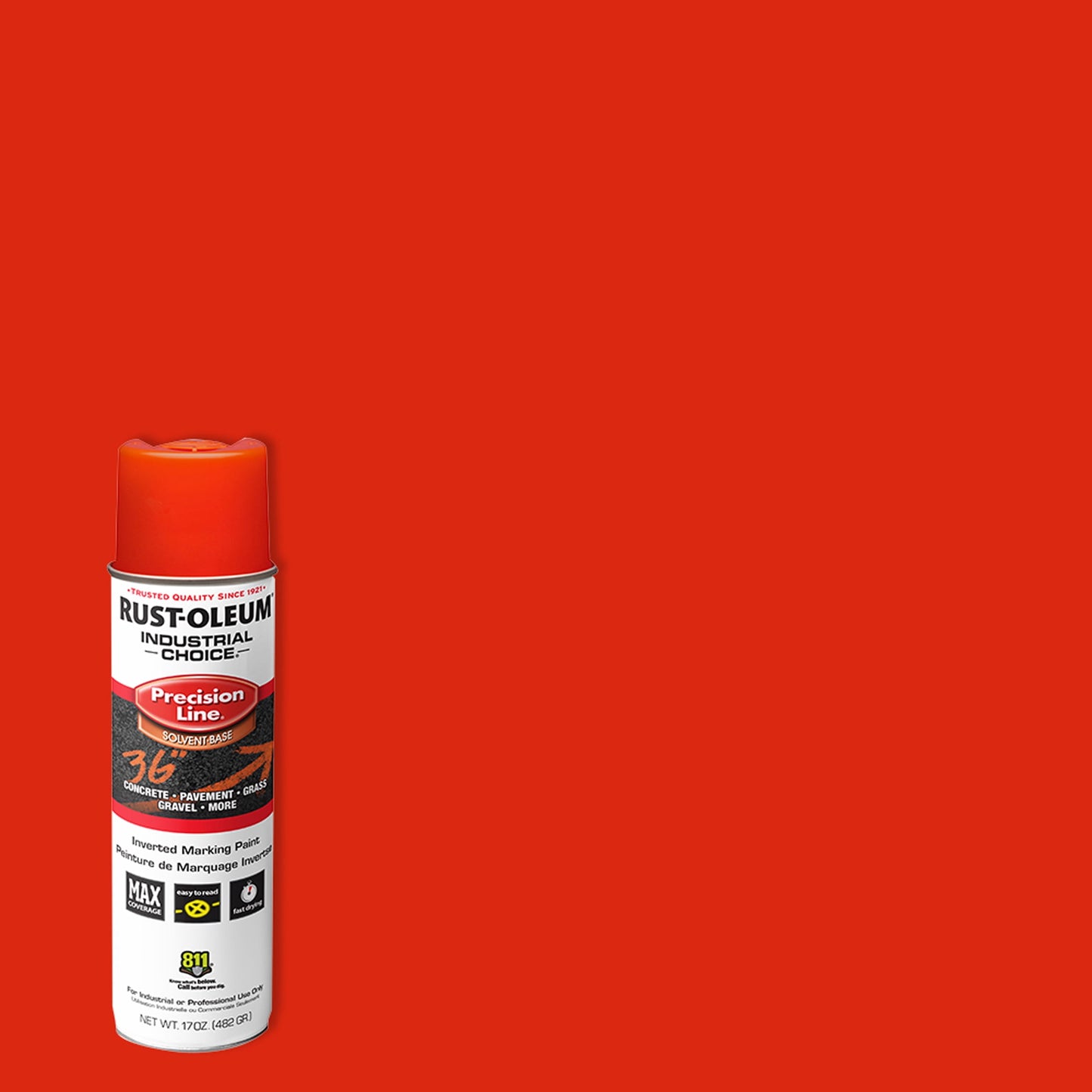 12 Pack, Alert Orange, Rust-Oleum Precision Line Marking Flat Spray Paint- 17 oz