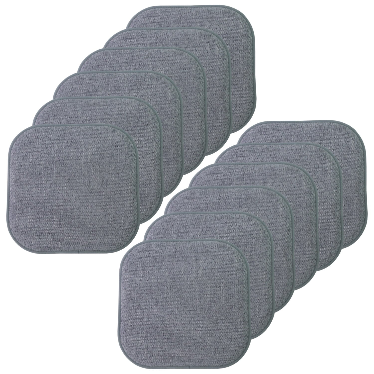 Alexis Memory Foam No Slip Back 16 x 16 Chair Pad Cushion 12 Pack - Blue-Gray