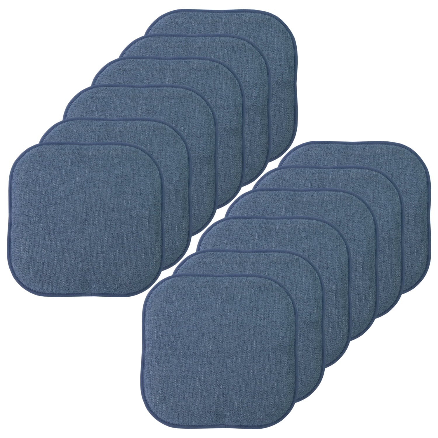 Alexis Memory Foam No Slip Back 16 x 16 Chair Pad Cushion 12 Pack - Denim
