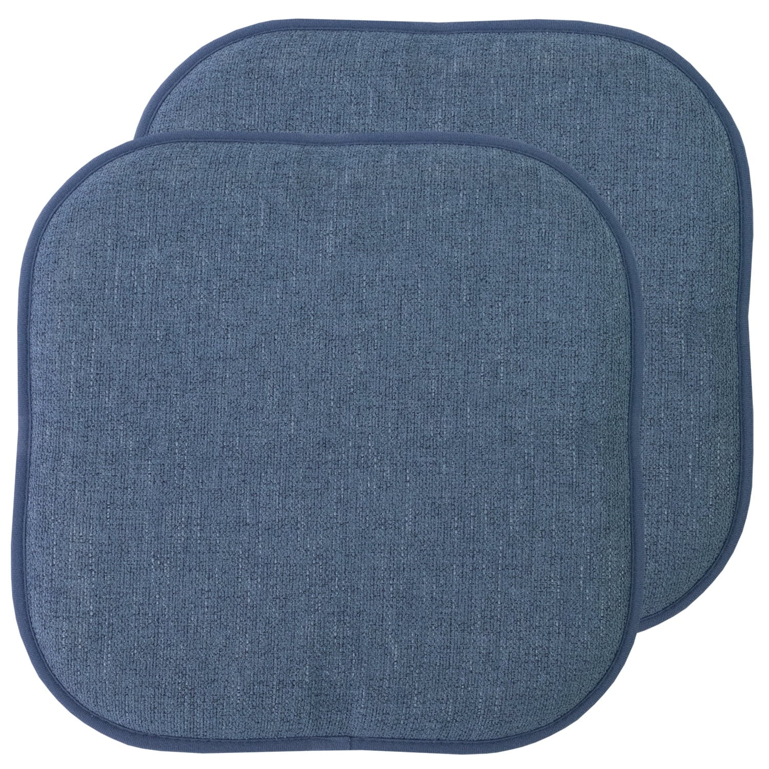 Alexis Memory Foam No Slip Back 16 x 16 Chair Pad Cushion 2 Pack - Denim