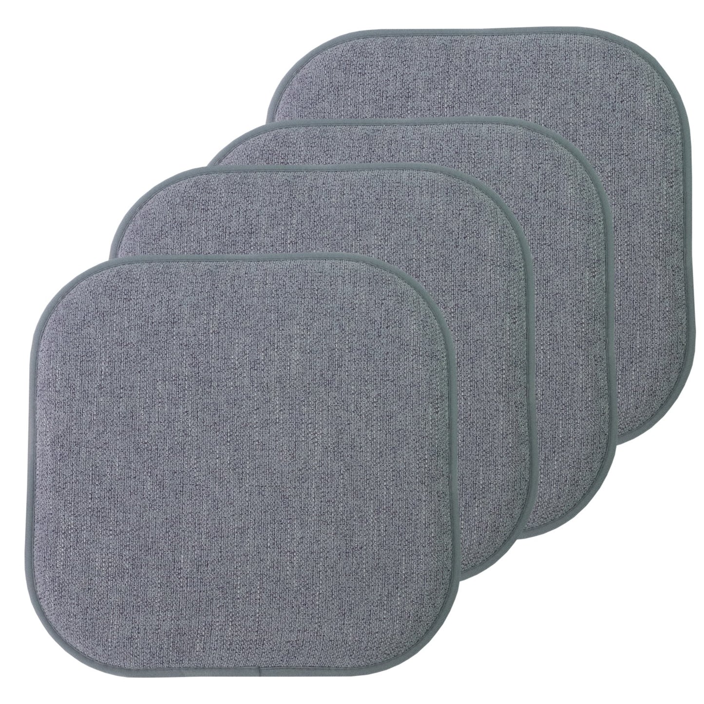 Alexis Memory Foam No Slip Back 16 x 16 Chair Pad Cushion 4 Pack - Blue-Gray
