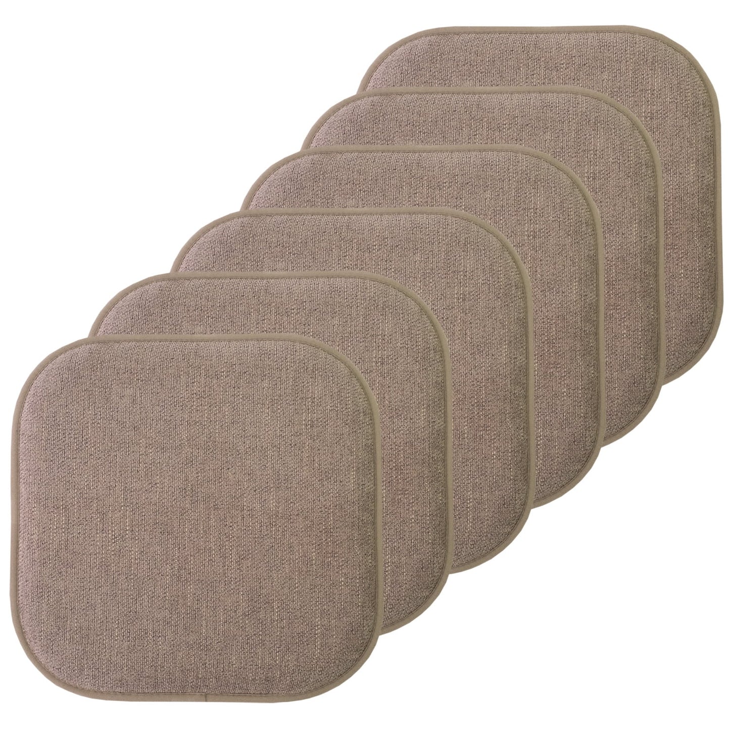 Alexis Memory Foam No Slip Back 16 x 16 Chair Pad Cushion 6 Pack - Chocolate