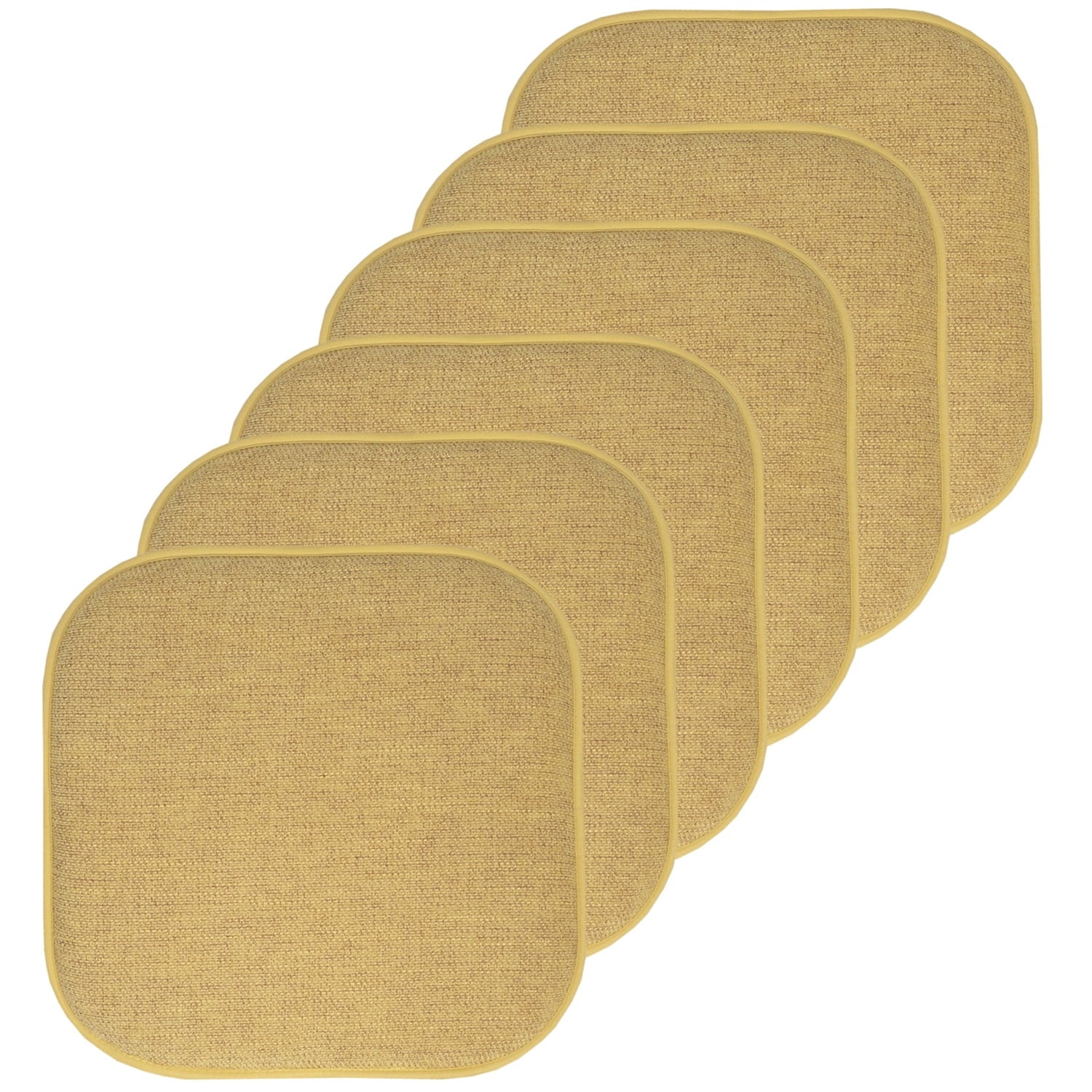 Alexis Memory Foam No Slip Back 16 x 16 Chair Pad Cushion 6 Pack - Gold