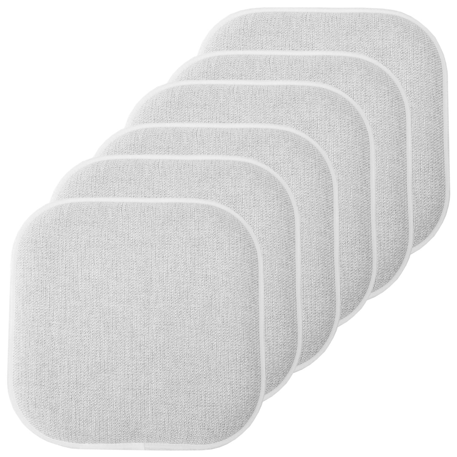 Alexis Memory Foam No Slip Back 16 x 16 Chair Pad Cushion 6 Pack - Gray-White