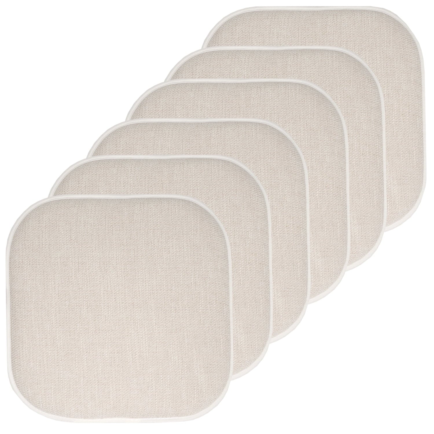 Alexis Memory Foam No Slip Back 16 x 16 Chair Pad Cushion 6 Pack - Linen-Beige
