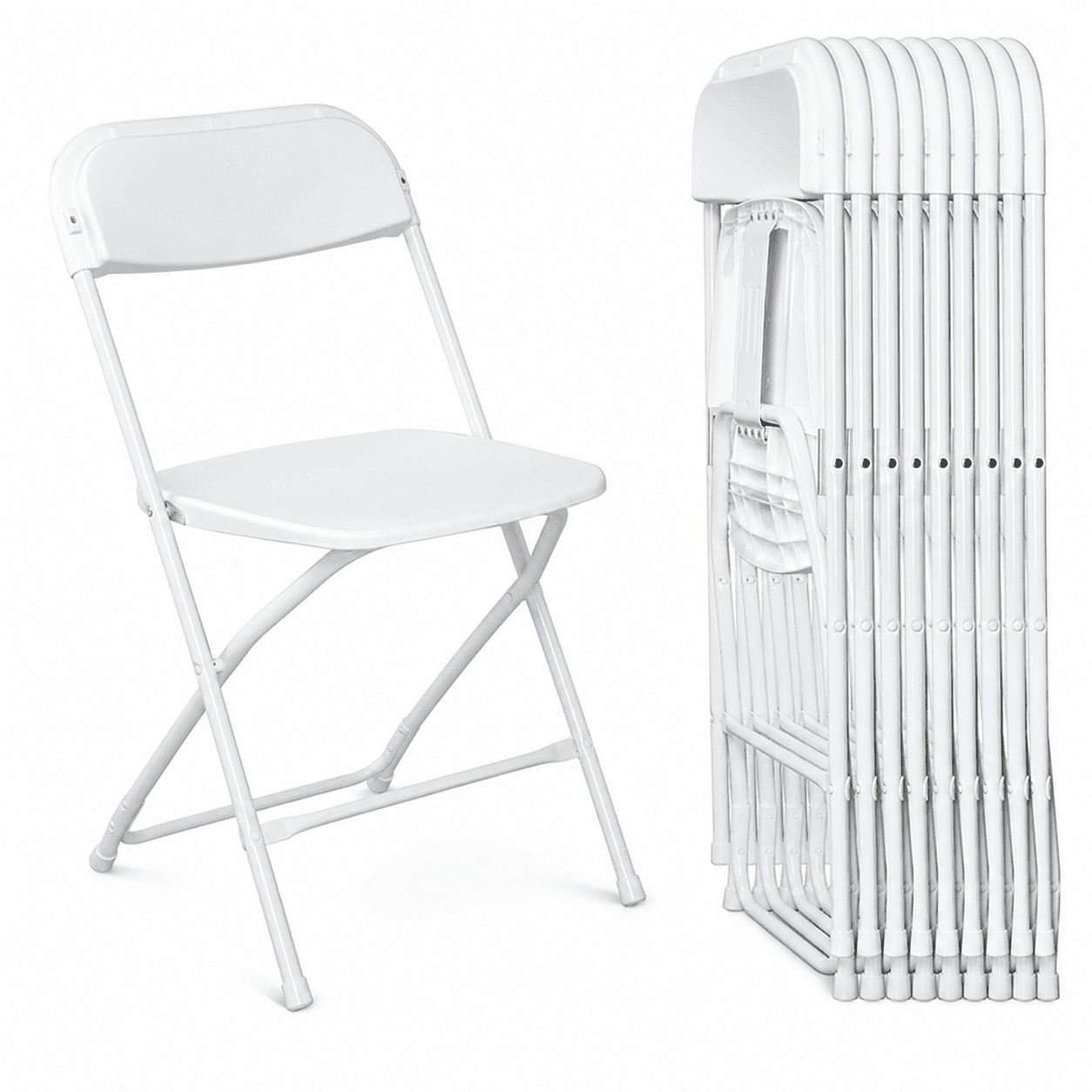 Alvantor 10 Pack White Plastic Folding Chairs, 350 lb Capacity Indoor Outdoor Event Chairs with Steel Frame