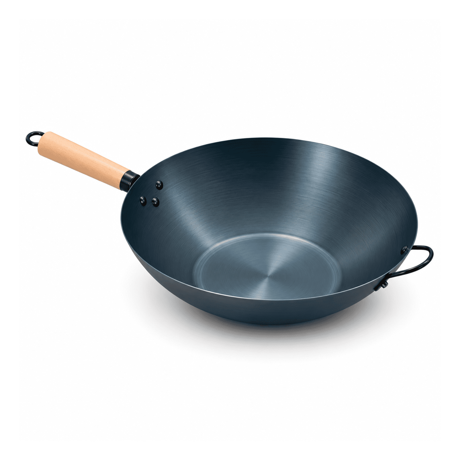 Alvantor 13.8" Carbon Steel Wok Pan, Pre-Seasoned Flat Bottom Pow Wok for Family Meals and Camping, No Chemical Coating, Compatible with Induction, Electric, Gas, Open Fire