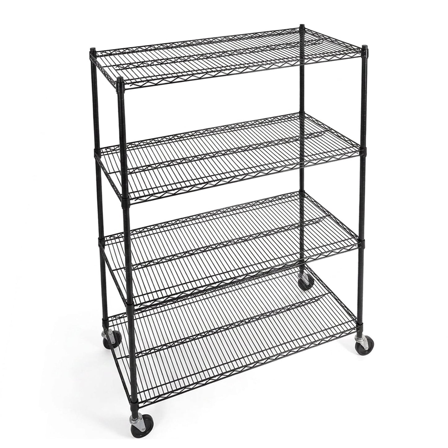 Alvantor 3/4/5 Tier Heavy Duty Adjustable Metal Shelf with Wheels, No-Tool Assembly, Suitable for Garages, Kitchens, Storage Rooms, Laundry Rooms and Offices
