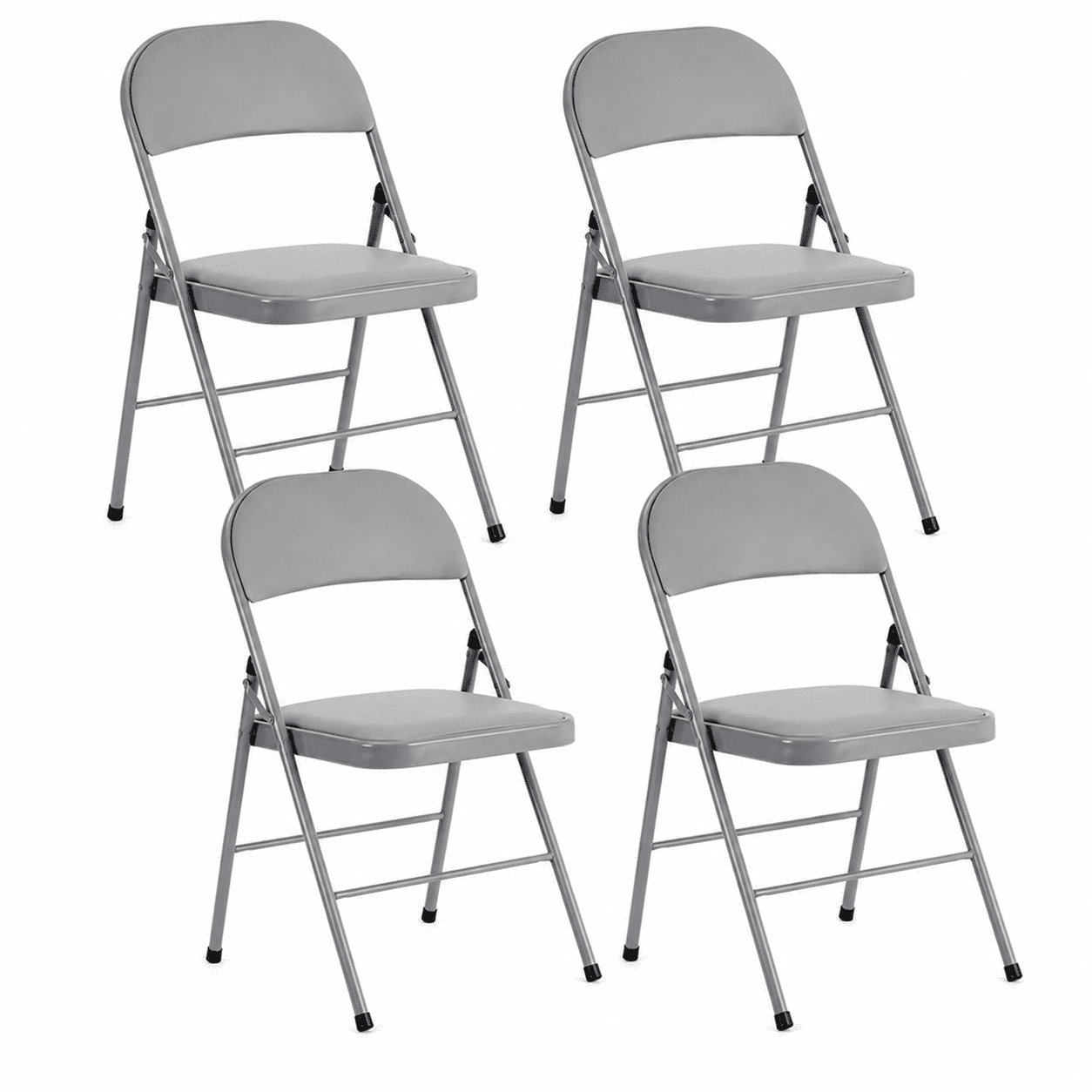 Alvantor 4-Pack Gray Folding Chairs,Padded PVC Seat and Back,Steel Frame,Portable Seating for Home Office Party Event,330 lbs Capacity