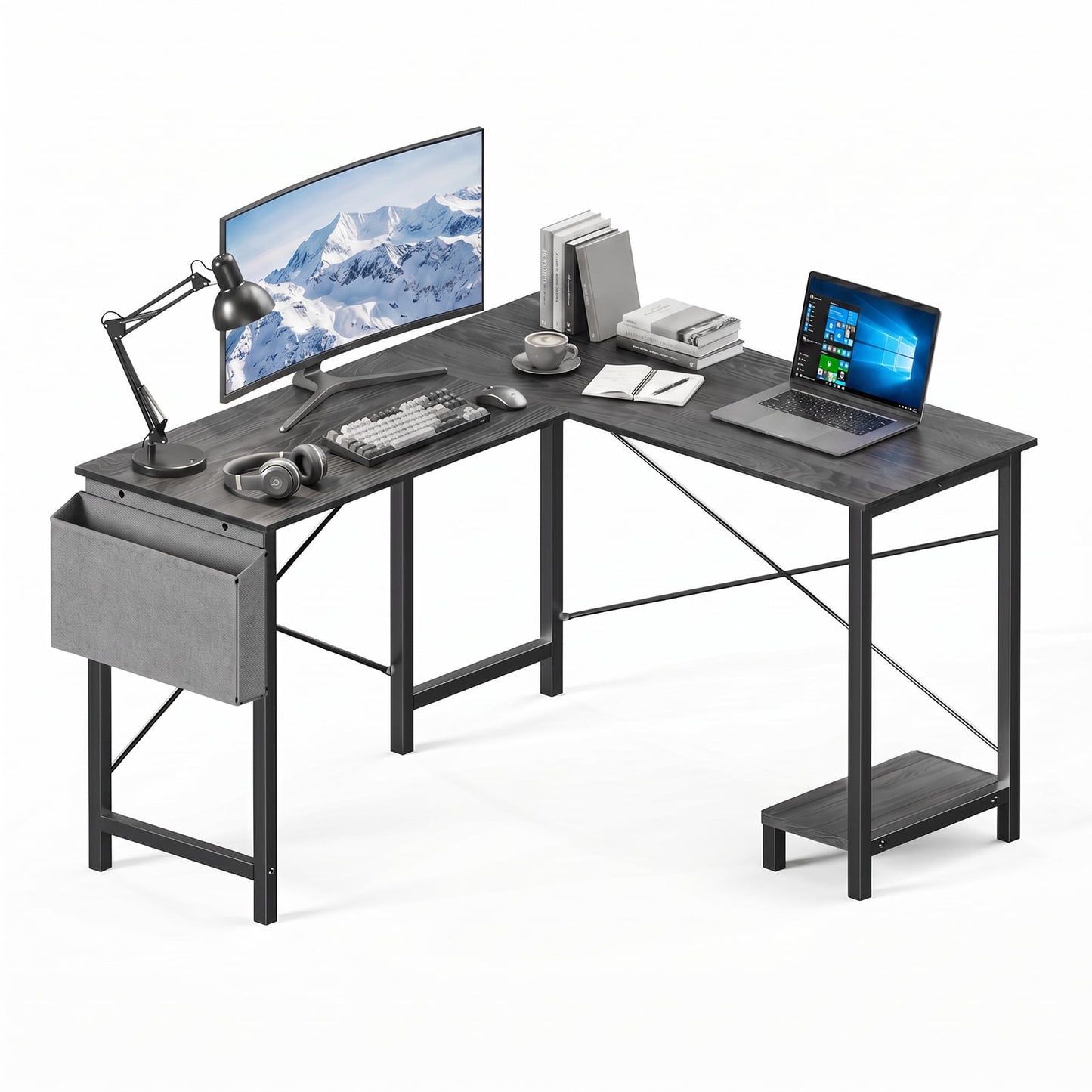 Alvantor 50-Inch L-Shaped Desk with CPU Stand for Home Office