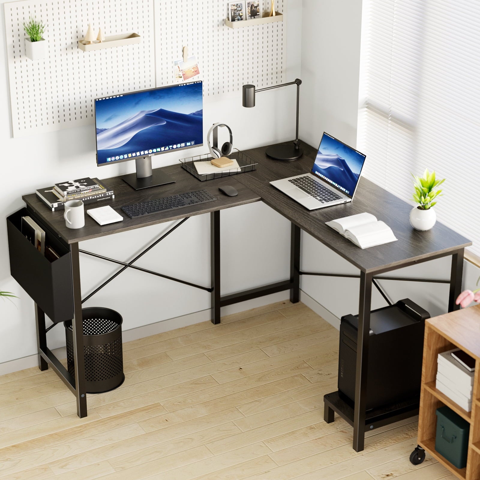 Alvantor L-Shaped Computer Desk with CPU Stand and Storage Solutions