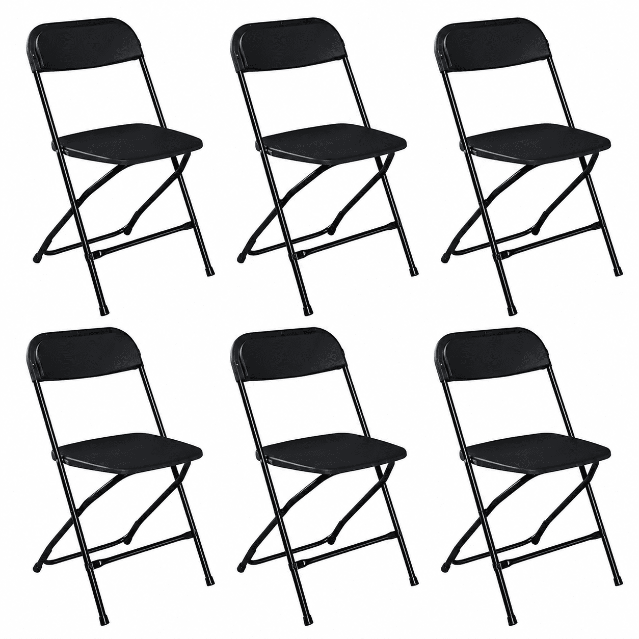 Alvantor 6 Pack Plastic Folding Chairs Black Heavy Duty Indoor Outdoor Portable Stackable Chairs for Party Office Event