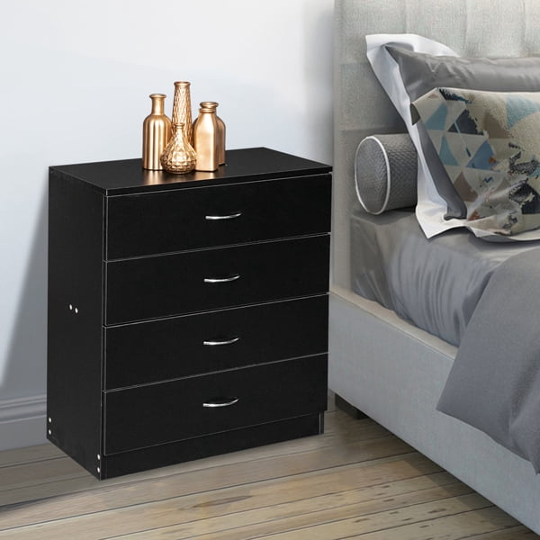 Alvantor Modern Black 4-Drawer Dresser for Indoor Use, 25.98 x 13 x 28.5 inches