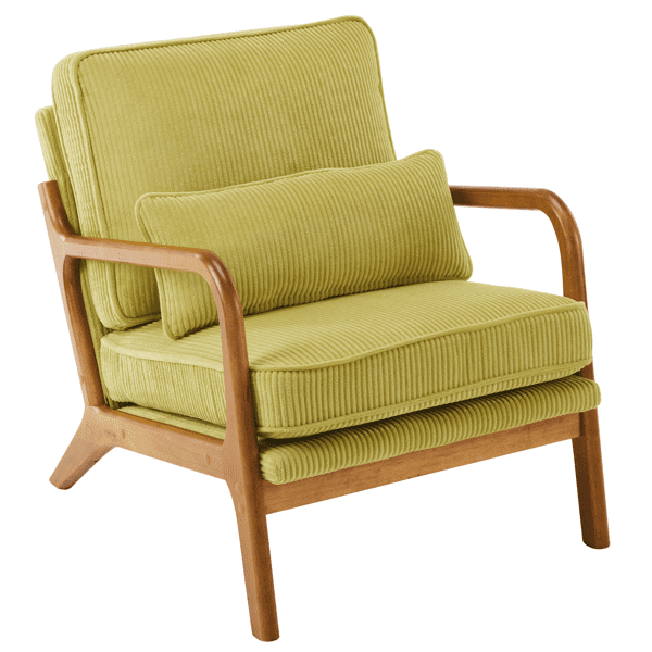 Alvantor Corduroy Accent Chair,Low-Arm Upholstered Lounge Chair for Living Room or Bedroom,Olive Green