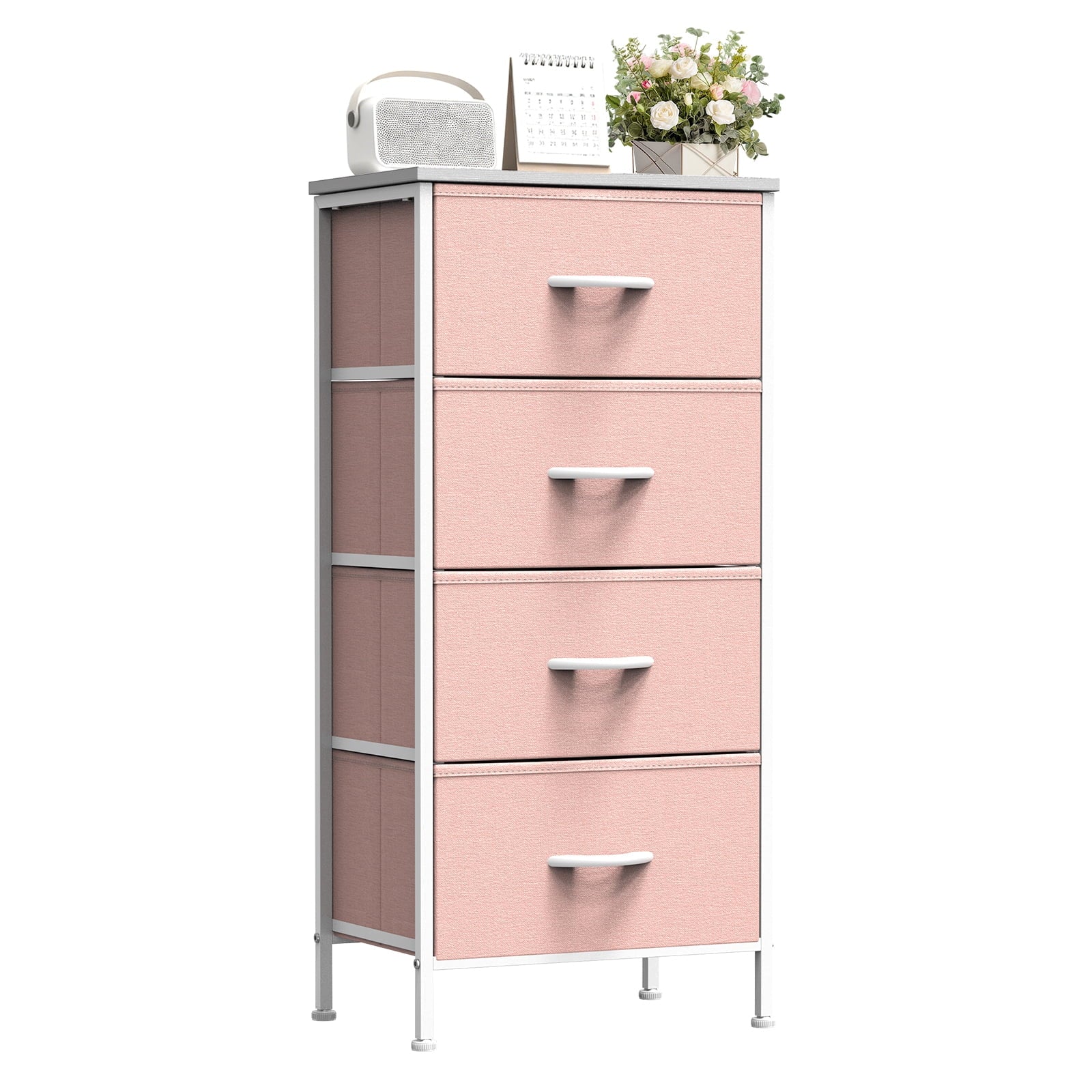 Alvantor Fabric Dresser Storage Tower with Wooden Top, Night Stand for Closet, Bedroom, 4BC/5BC