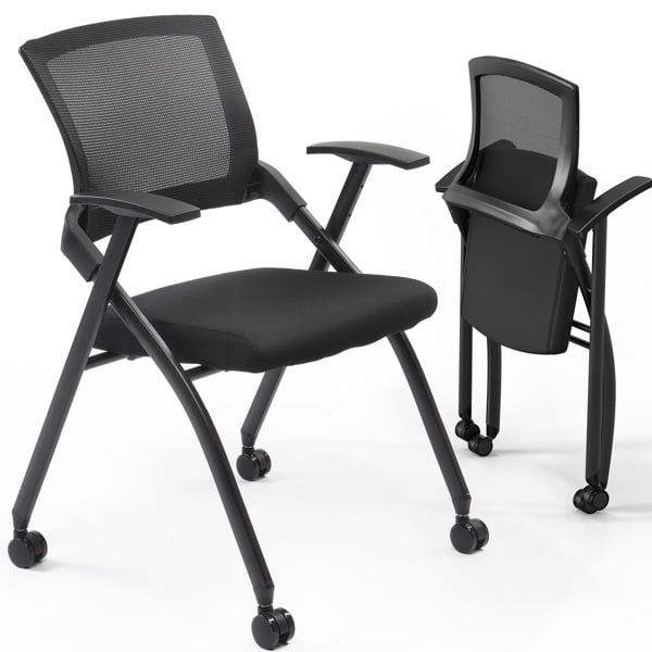 Alvantor Folding Mesh Office Chair with Wheels, 2 Pack â€“ Ergonomic Design for Office Use