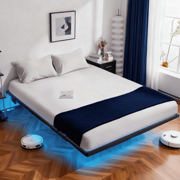 Alvantor 14-Inch Full Platform Metal Bed Frame with LED Light and Power Outlet