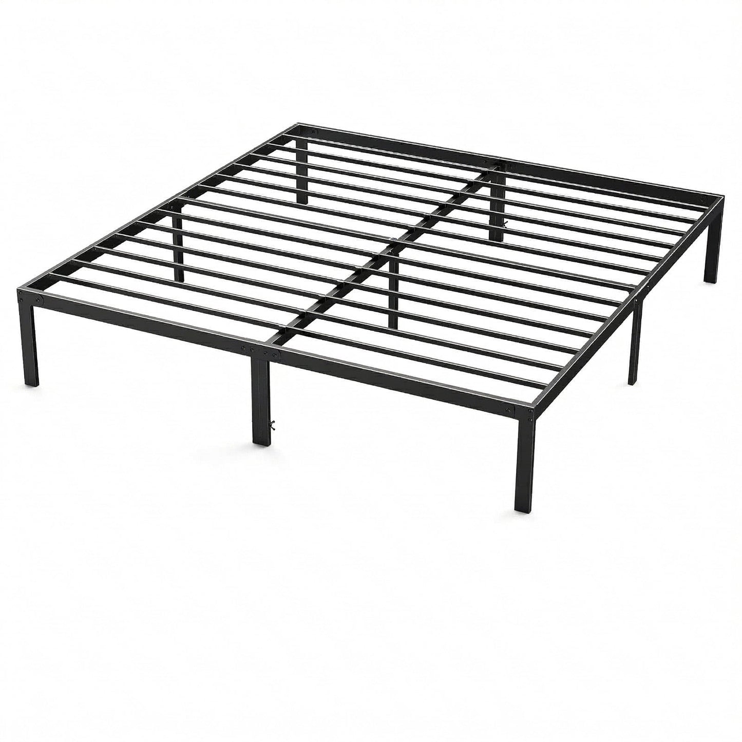 Alvantor Heavy Duty Metal Bed Frame with Storage, Steel Slat Support,Black,King