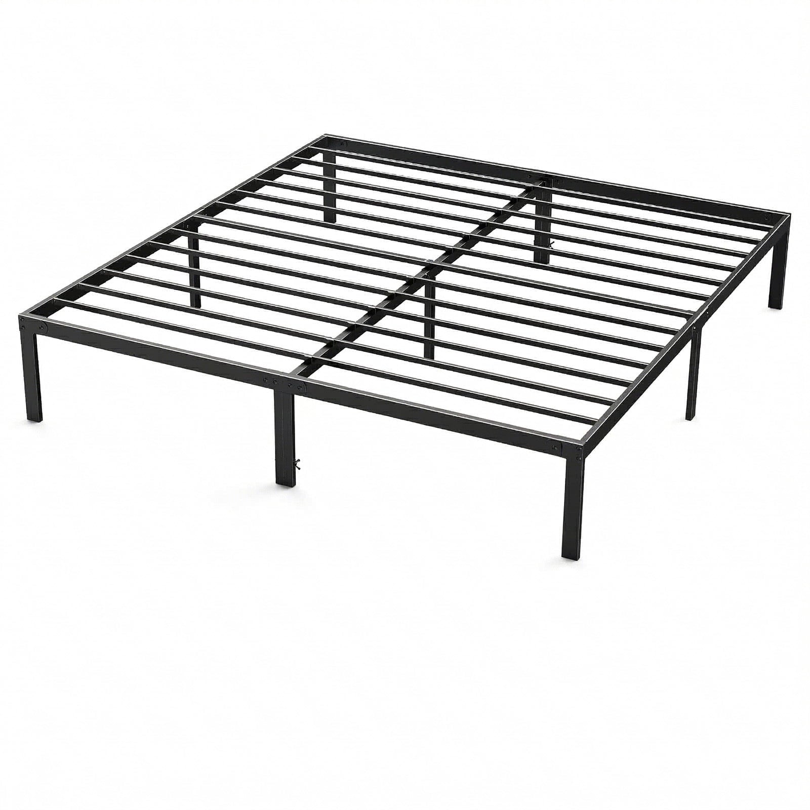 Alvantor Heavy Duty Metal Bed Frame with Storage, Steel Slat Support,Black,King