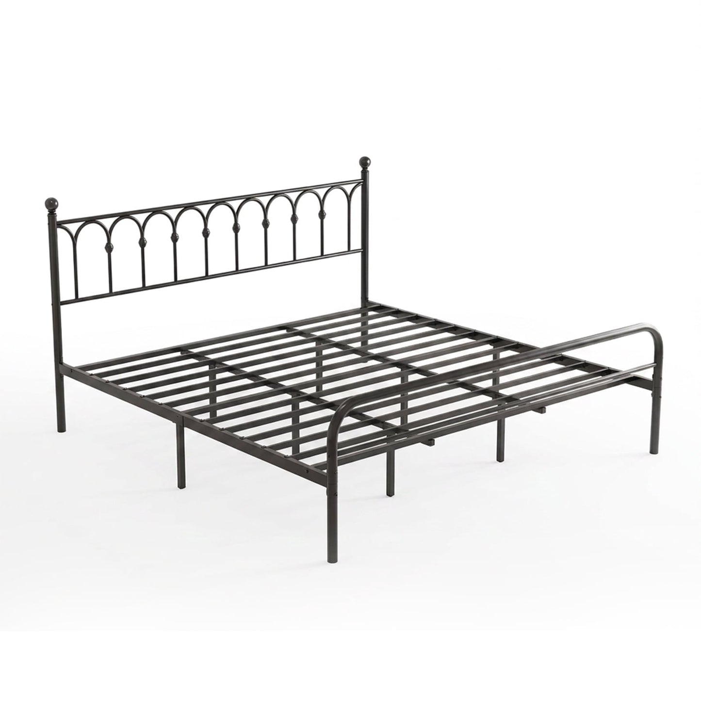 Alvantor Metal Platform Bed Frame, Classic Iron Art Headboard & Footboard, Stable & Noiseless, 11.9 Inch Under Bed Storage, No Box Spring Needed, Easy Assembly, Black