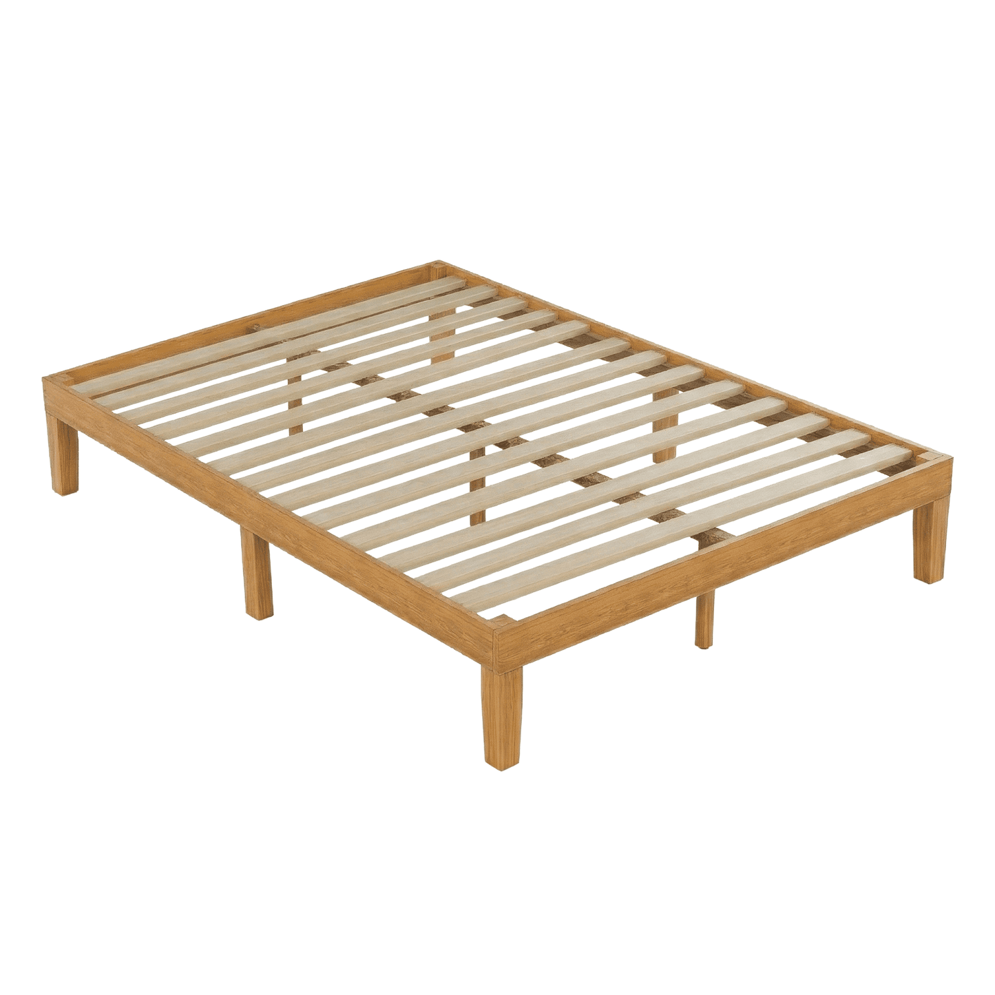 Alvantor Solid Wood Platform Bed Frame, Natural Pine, No Box Spring Needed, Underbed Storage â€“ Twin, Full, Queen, King
