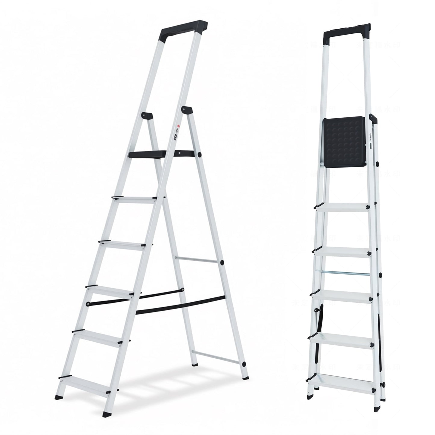 Alvantor Step Ladder,6-Step Folding Ladder,Heavy Duty 330 lbs Capacity, Anti-Slip Wide Steps & Handrail, Lightweight Aluminum Step Stool with Tool Tray