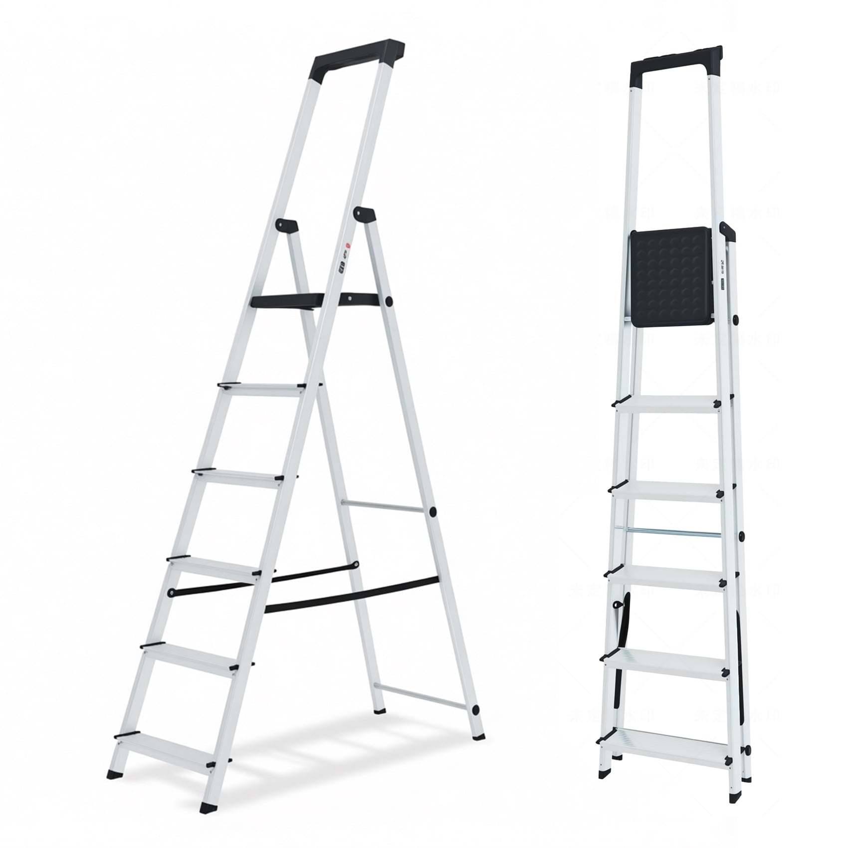 Alvantor Step Ladder,6-Step Folding Ladder,Heavy Duty 330 lbs Capacity, Anti-Slip Wide Steps & Handrail, Lightweight Aluminum Step Stool with Tool Tray