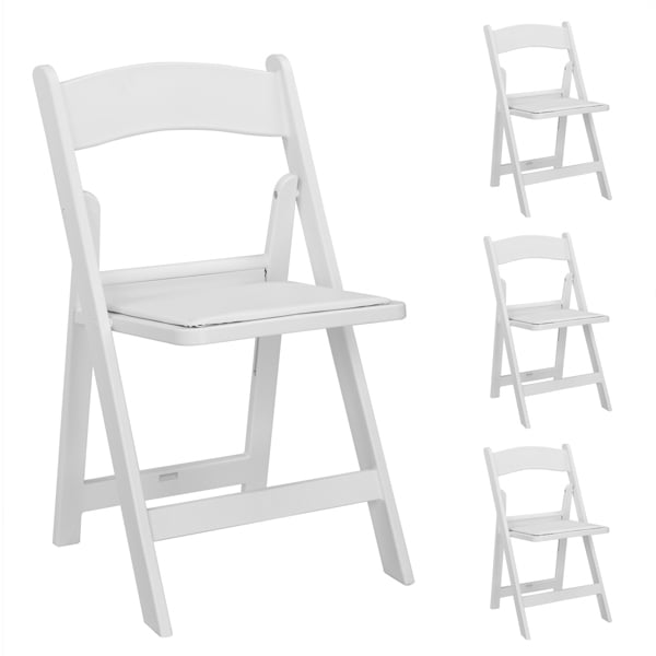 Alvantor White Folding Chairs 4 Pack with Padded Seat Resin Portable Indoor Outdoor Chairs for Wedding Party Dining