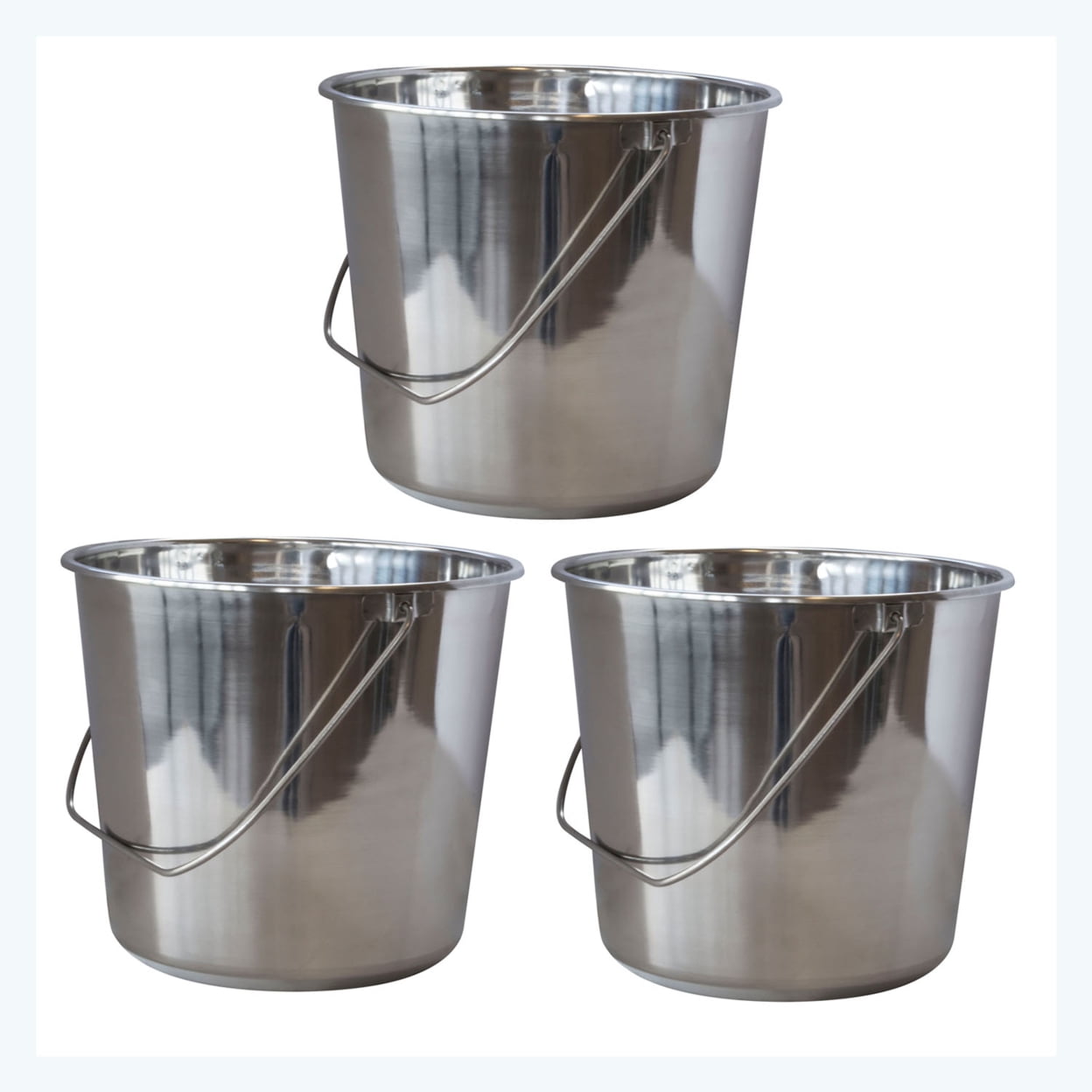 AmeriHome Large Stainless Steel Bucket Set - 3 Piece