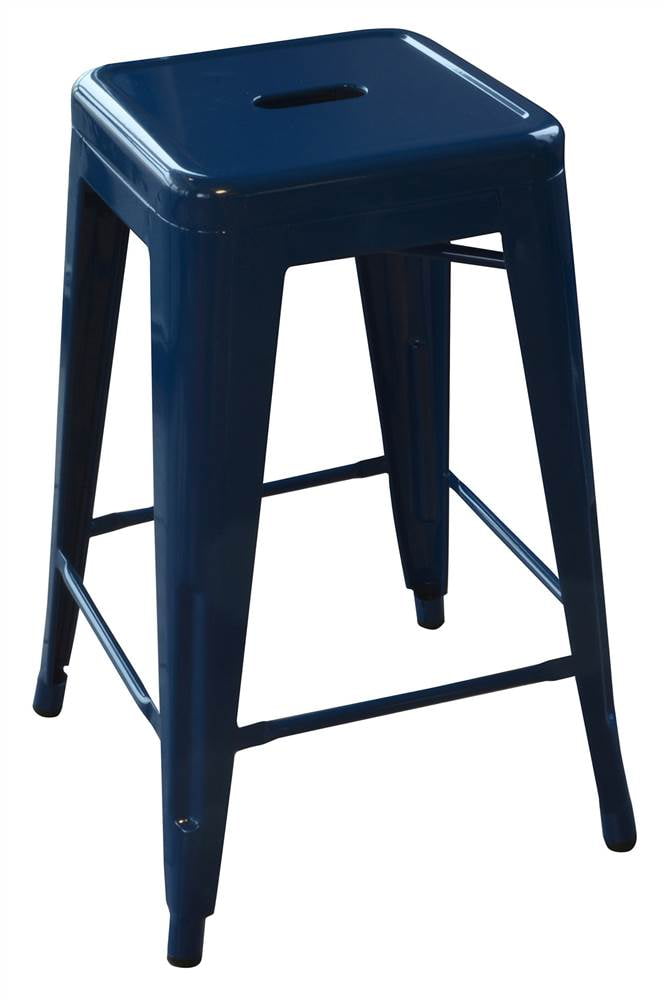 AmeriHome Loft 24" Metal Bar Stool, Blue