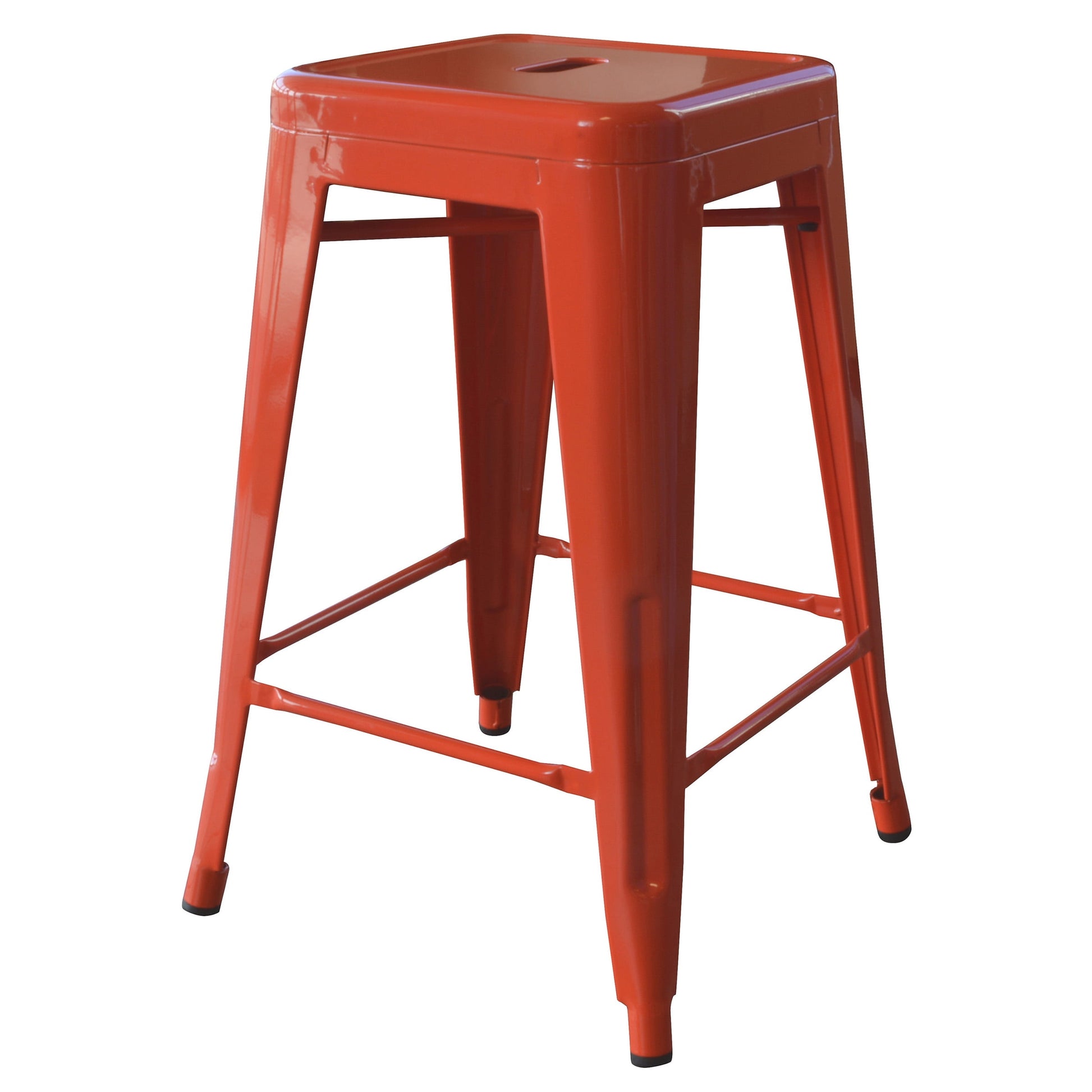 AmeriHome Loft 24" Metal Bar Stool, Orange for Kitchen, Bar, Garage, Office