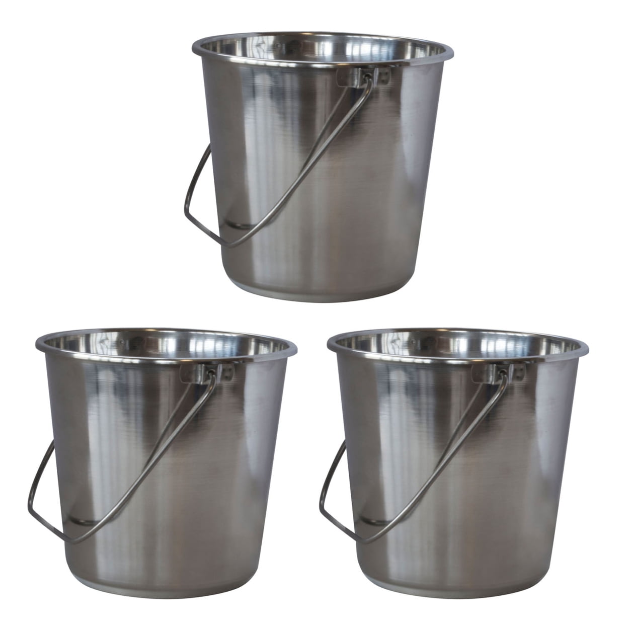 AmeriHome Stainless Steel Silver Bucket Set - 3 Piece - XLarge