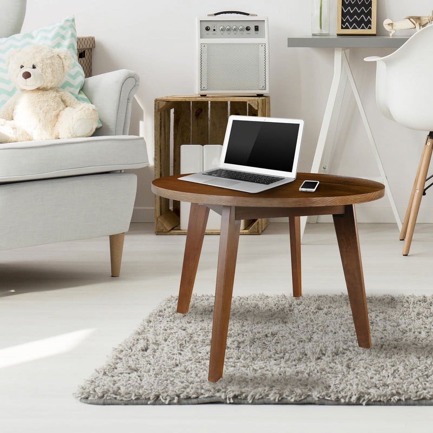 American Trails Re-sanded and Varnished Round Hardwood Coffee Table, Walnut