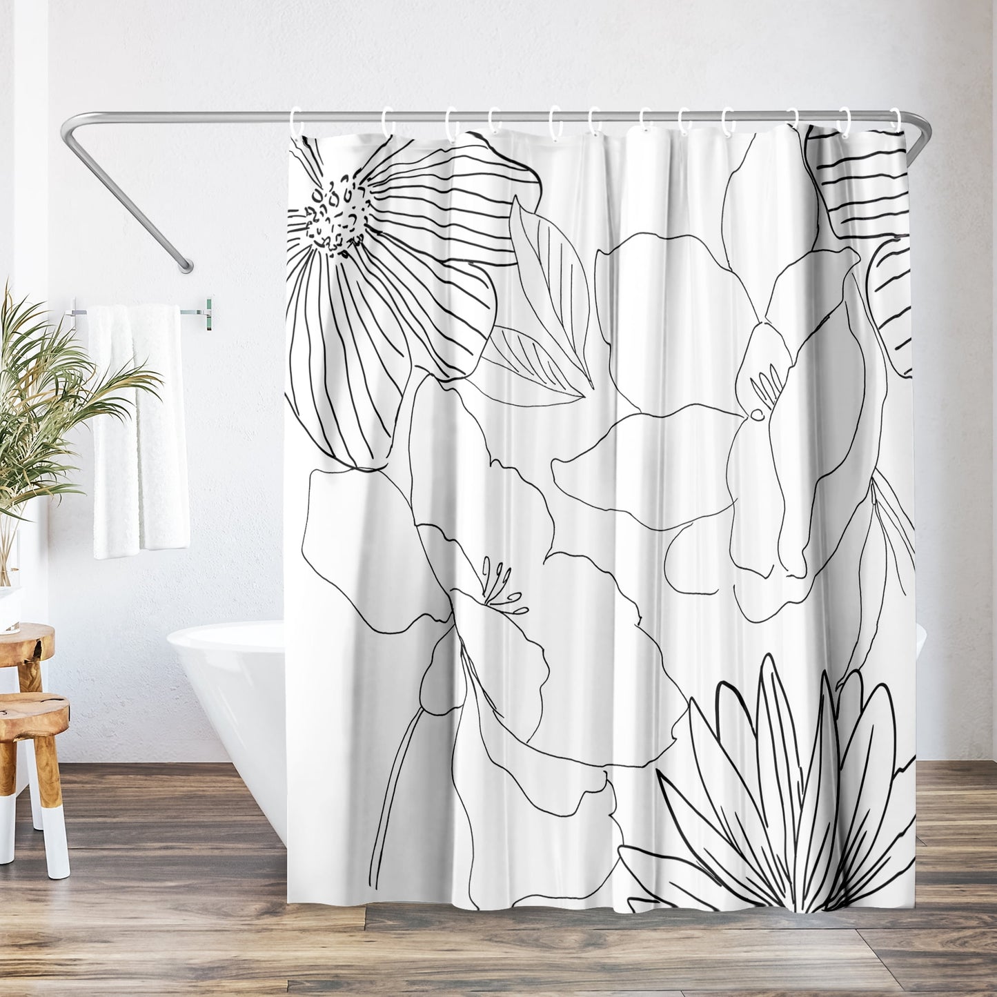 Americanflat 71x74 Delicate Lines Shower Curtain - 100% Polyester Shower Curtain