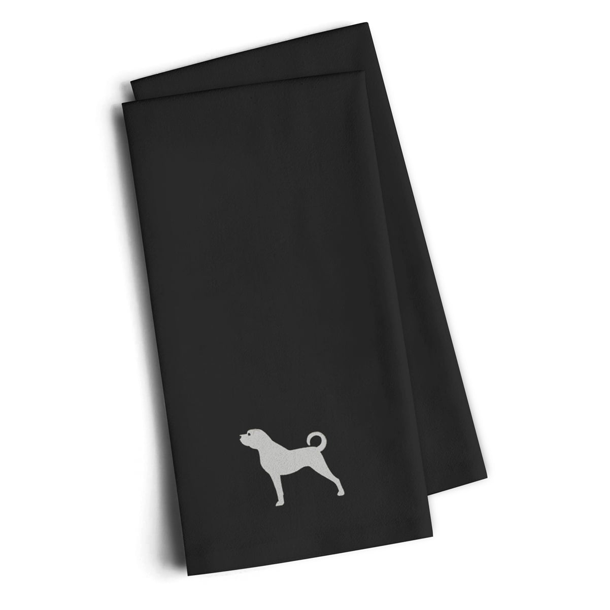 Anatolian Shepherd Black Embroidered Towel Set of 2