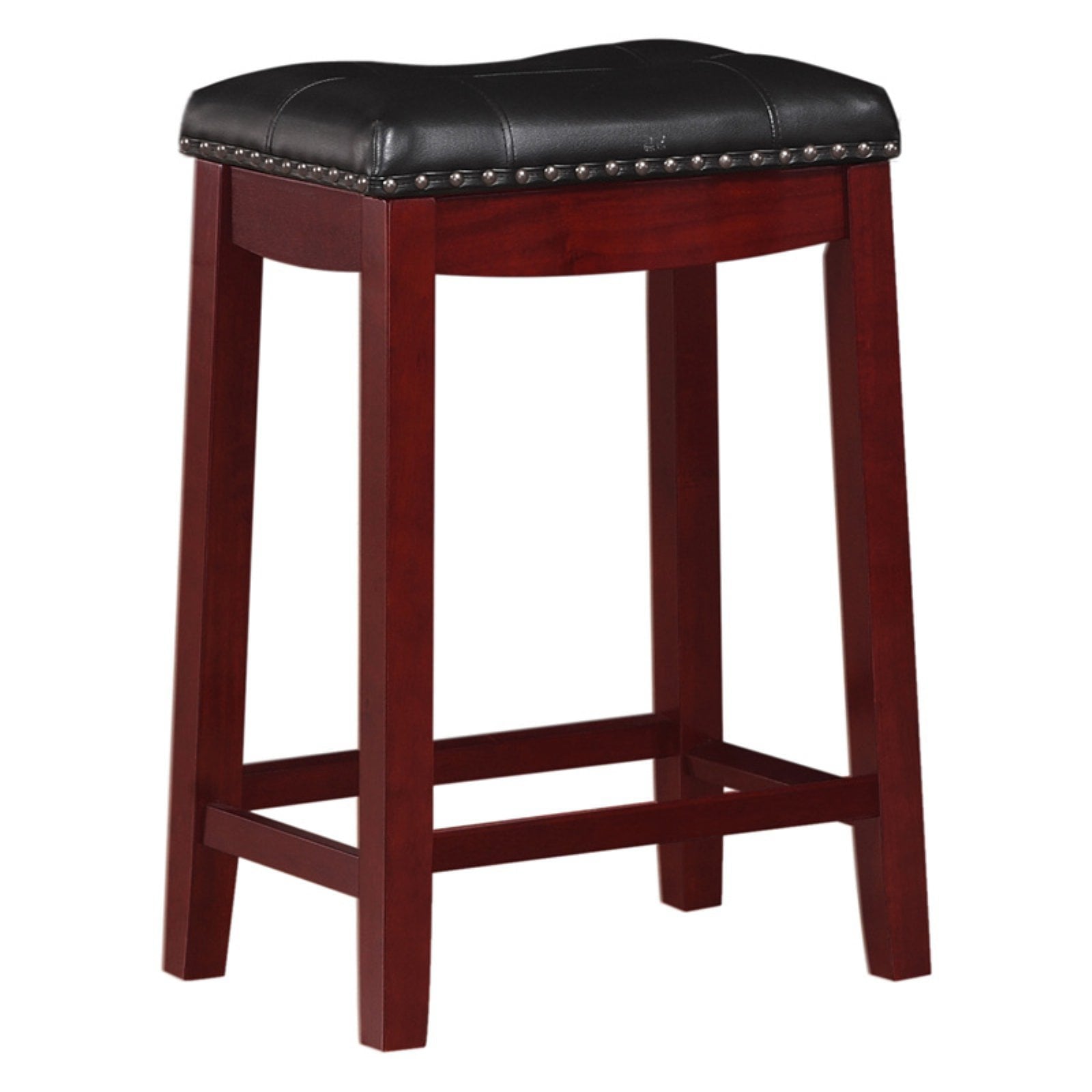 Angel Line Cambridge 24" Padded Saddle Stool, Cherry w/ Black Cushion