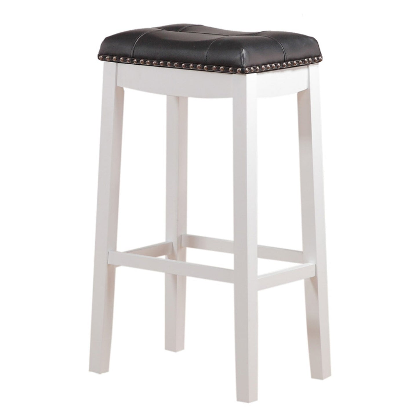 Angel Line Cambridge 29" Padded Saddle Stool, White w/ Black Cushion