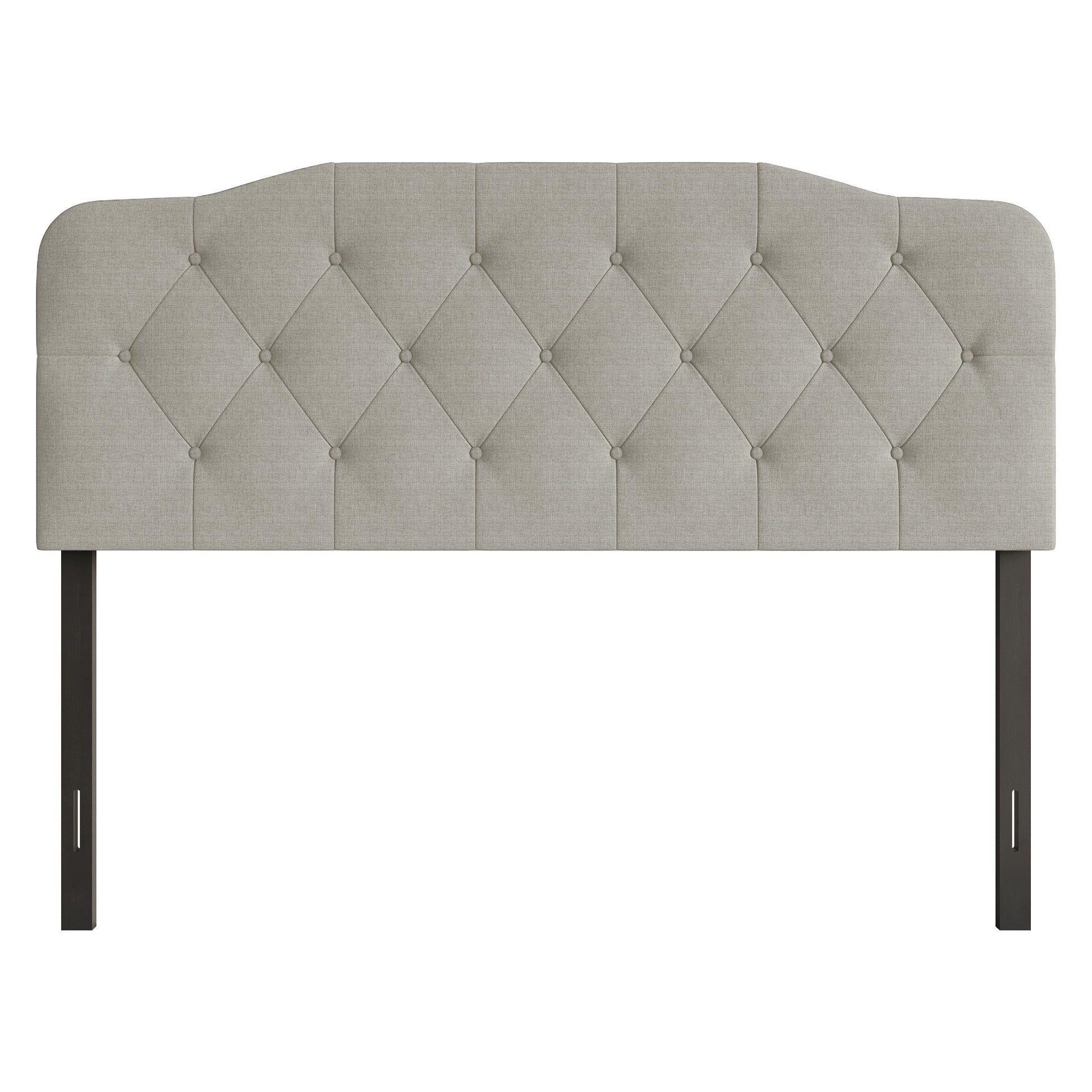 Home Design Angela Twin Button-Tufted Upholstered Headboard with Adjustable Height and Foam Padding, Warm Grey, Easy assembly