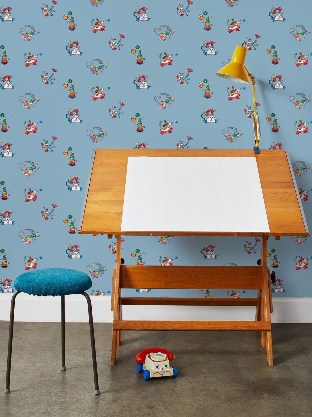 Animated Toys Removable Vinyl Wallpaper By Fisher-Price - Denim