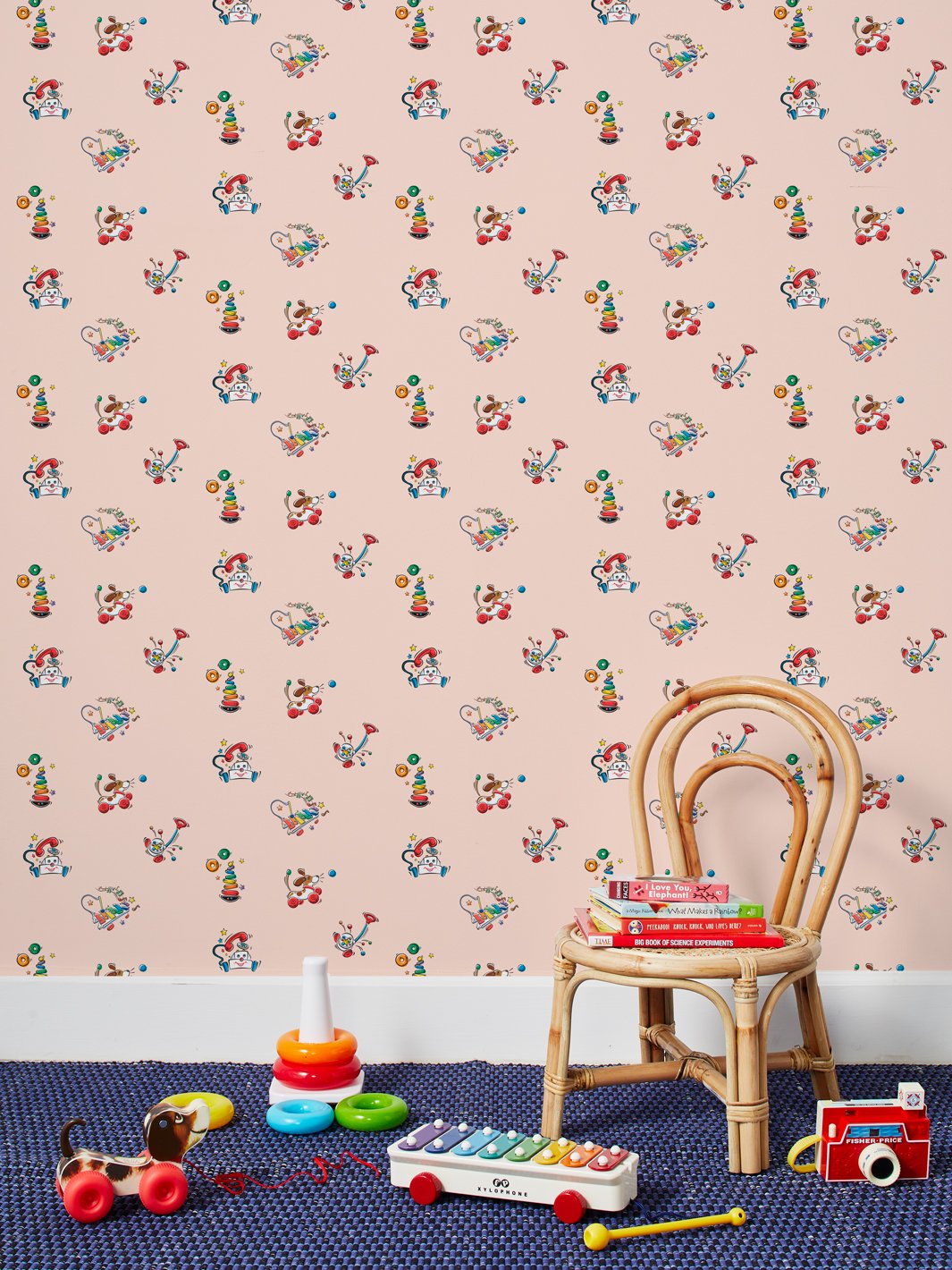 Papel Pintado de Vinilo ExtraÃ­ble con Juguetes Animados de Fisher-Price - MelocotÃ³n