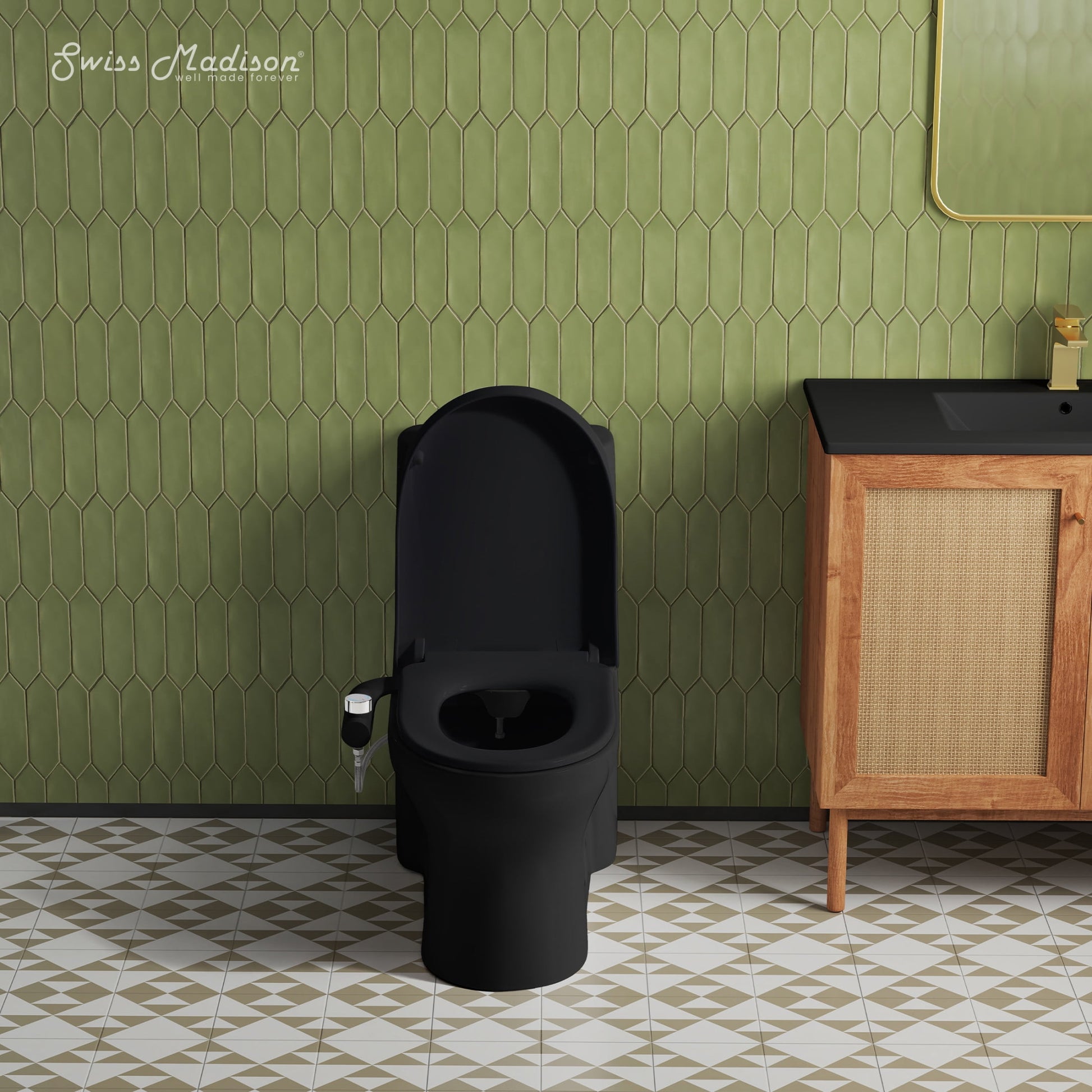 Aqua Non-Electric Bidet Toilet Attachment in Glossy Black