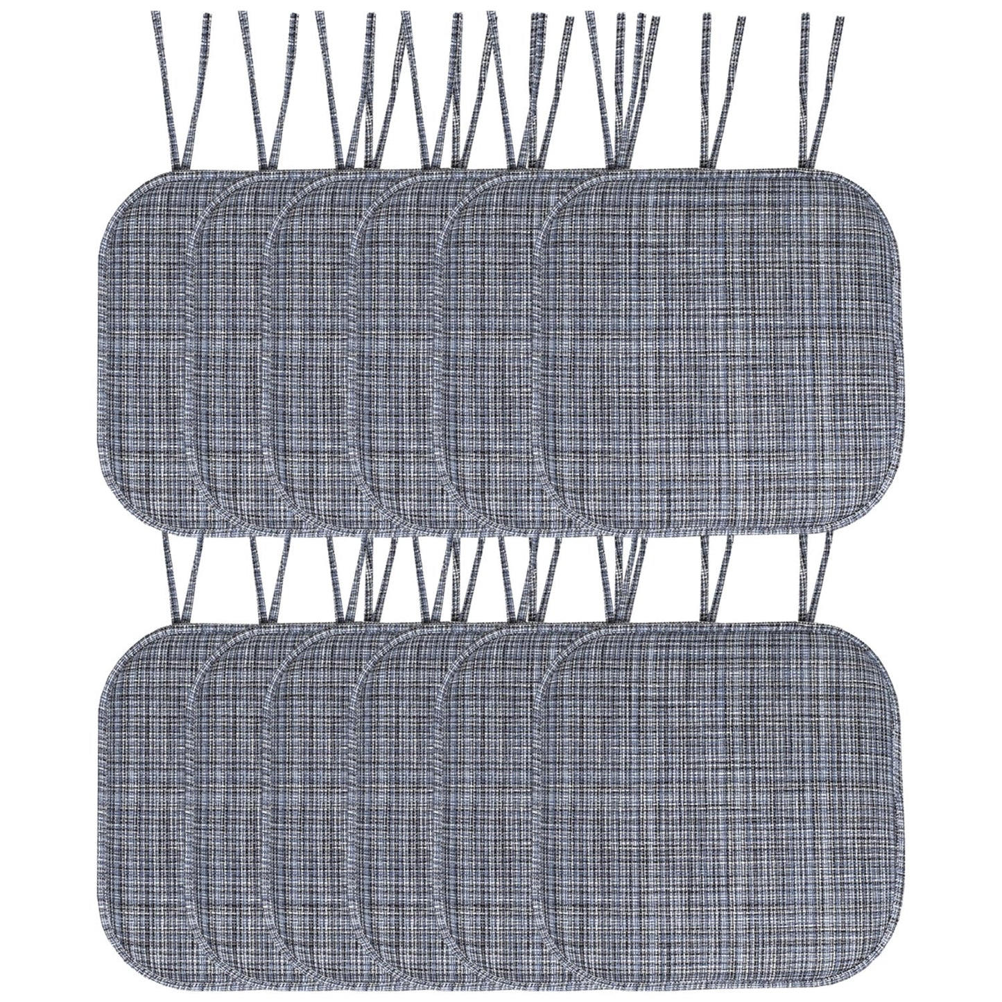Aria Memory Foam Non-Slip Chair Cushion Pad with Ties 12 Pack - Blue Black