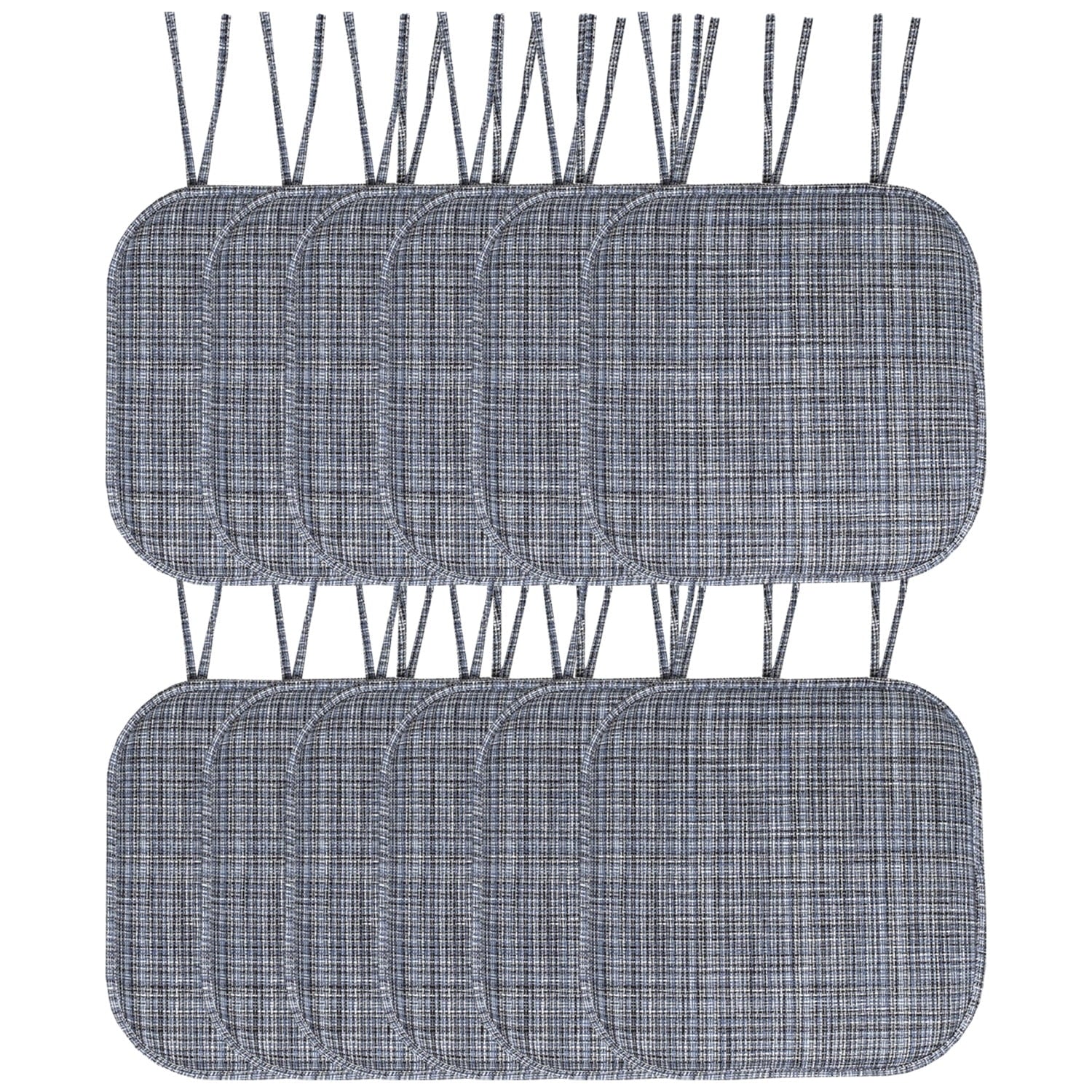 Aria Memory Foam Non-Slip Chair Cushion Pad with Ties 12 Pack - Blue Black