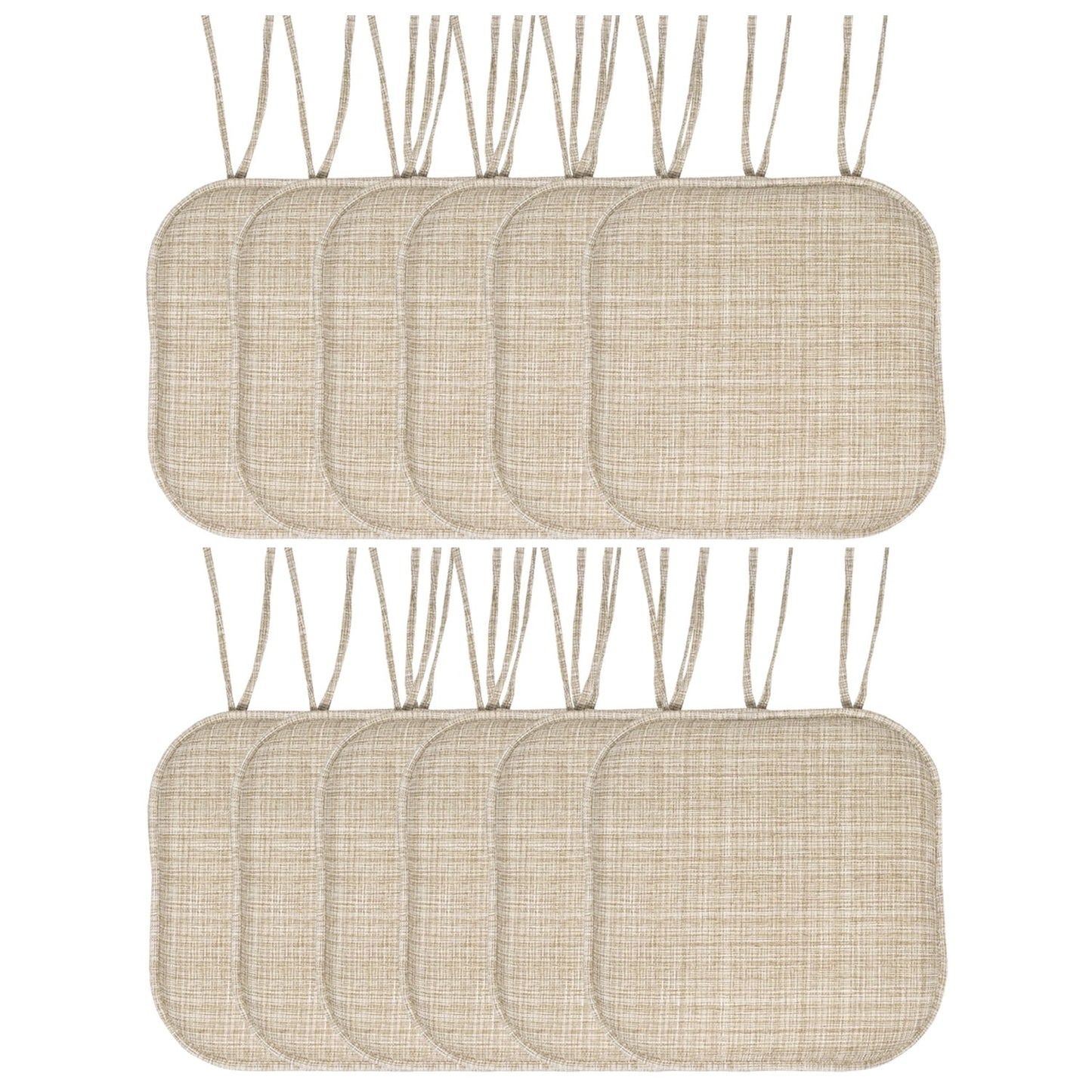 Aria Memory Foam Non-Slip Chair Cushion Pad with Ties 12 Pack - Multi Beige