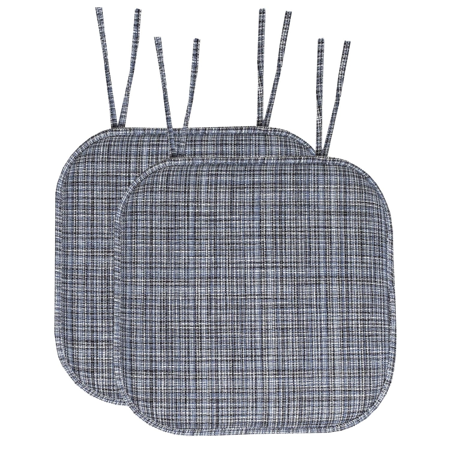 Aria Memory Foam Non-Slip Chair Cushion Pad with Ties 2 Pack - Blue Black